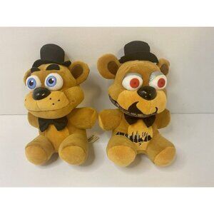 Lot Of 2 2016 Five Nights at Freddy's Faz Bear Plush Stuffed Animal 8" Nightmare